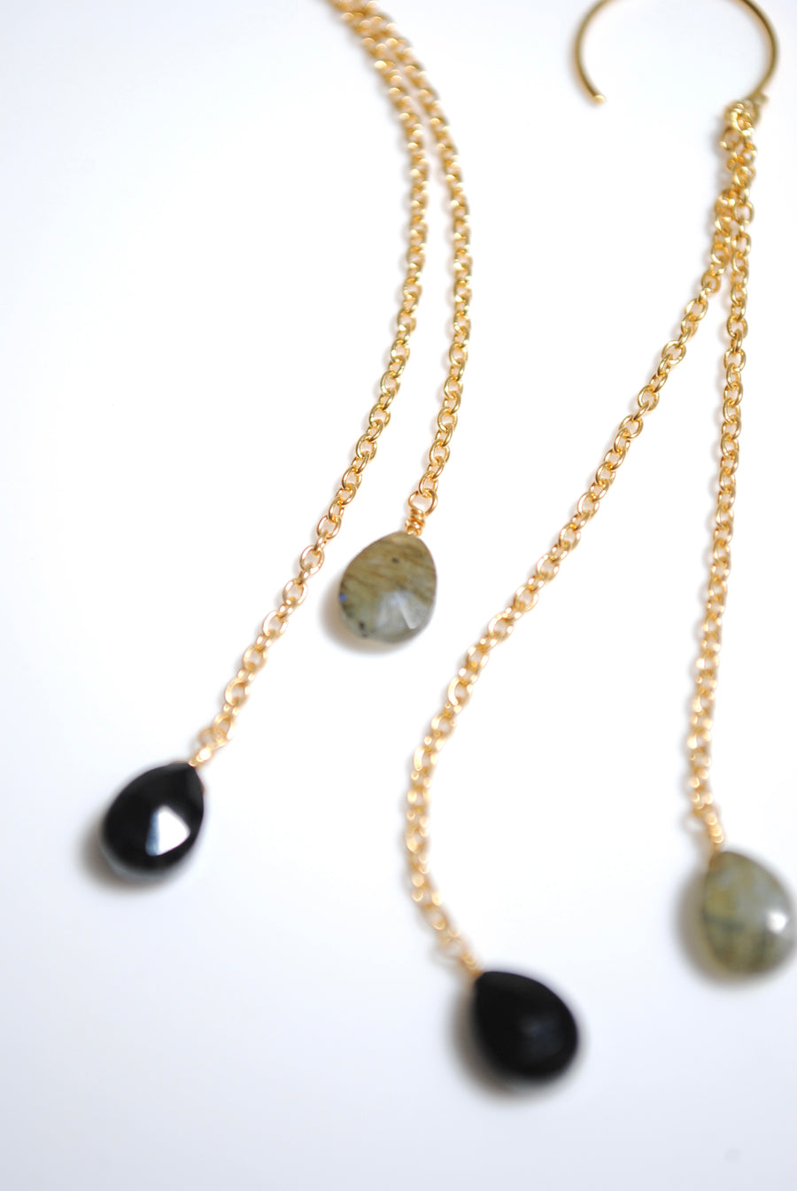 (ラブラドライト&ブラックオニキス/gold) fancy swing earring