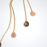 (ピーチムーンストーン&スモーキークオーツ/gold) fancy swing earring