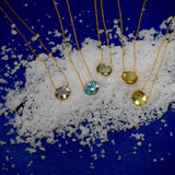 グリーンアメジスト(gold)：oval flower necklace