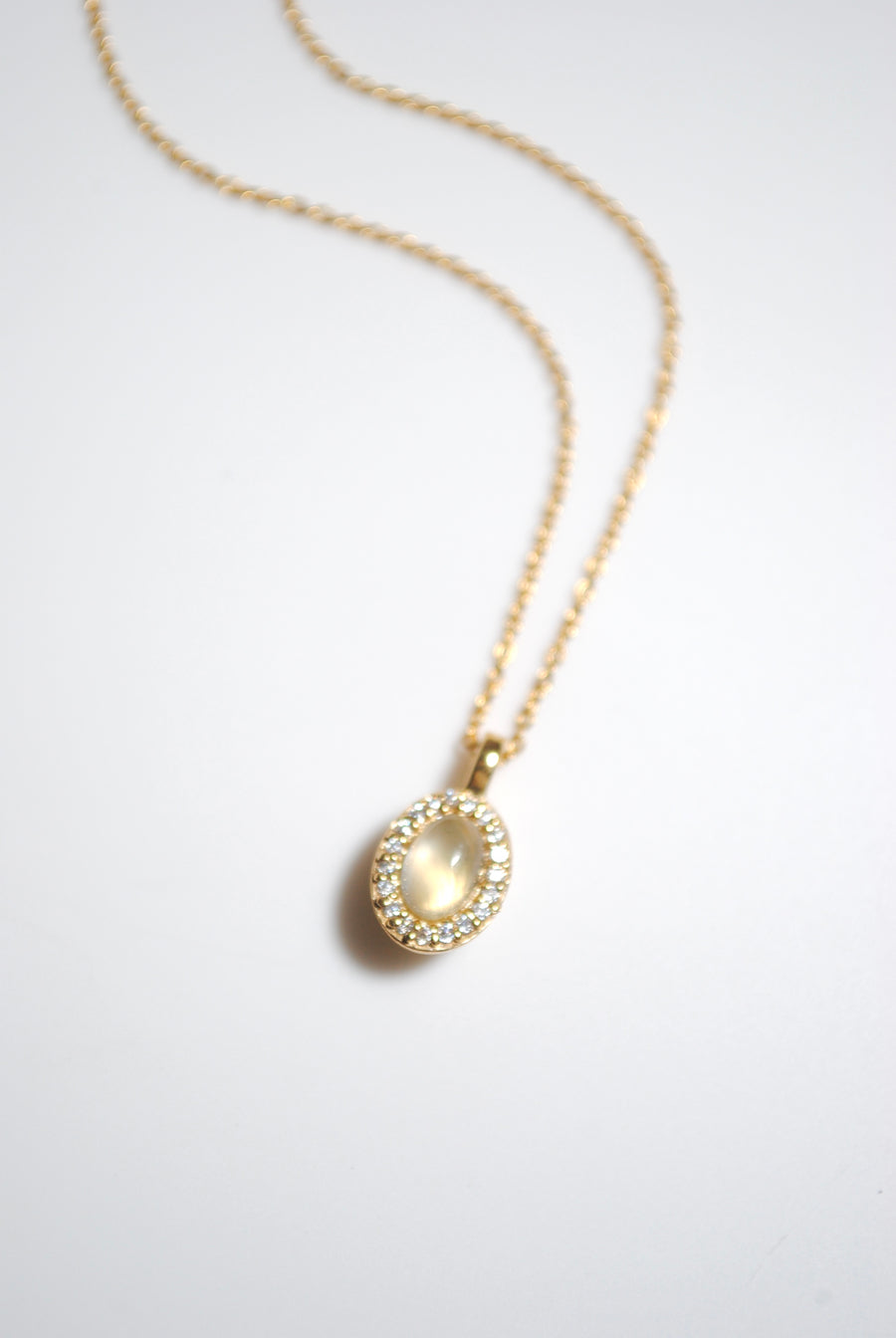 【2way】(プレナイト/gold) hemisphere bril oval necklace