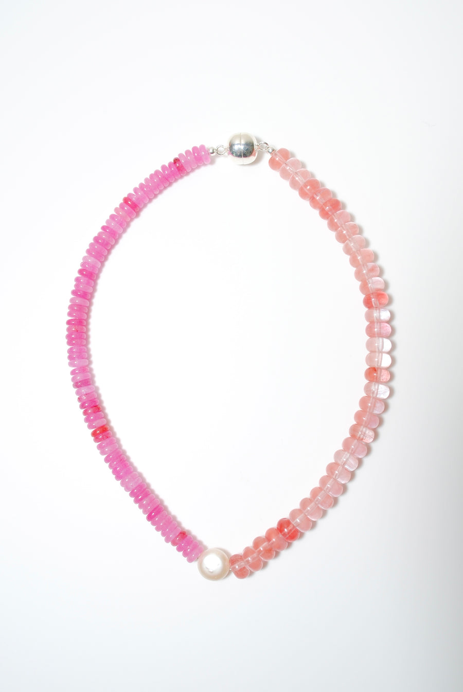 (Pink Quartz/Strawberry Quartz) 2-way Playful Rosary Necklace #001