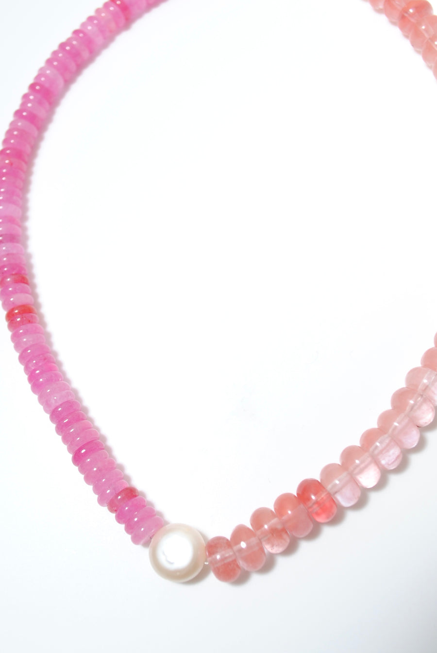(Pink Quartz/Strawberry Quartz) 2-way Playful Rosary Necklace #001