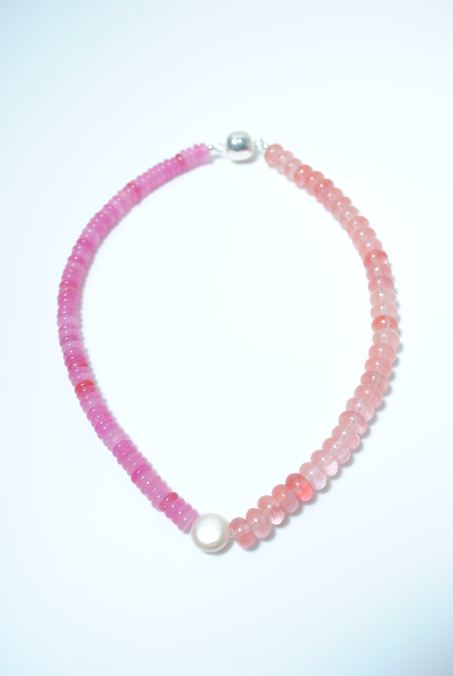 (Pink Quartz/Strawberry Quartz) 2-way Playful Rosary Necklace #001