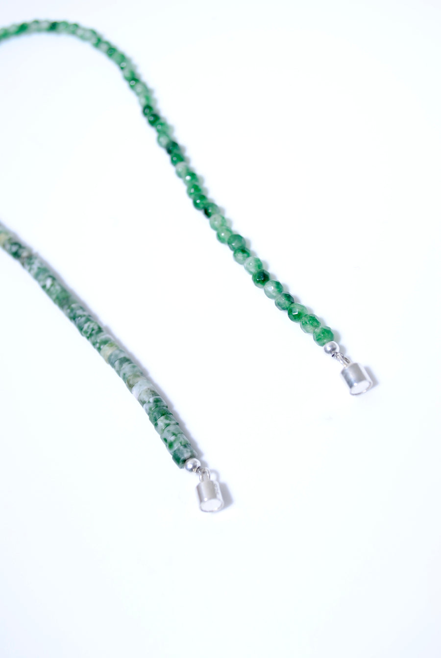 (Pearl/Tree Agate/Green Quartz) 2-way Playful Rosary Necklace #003