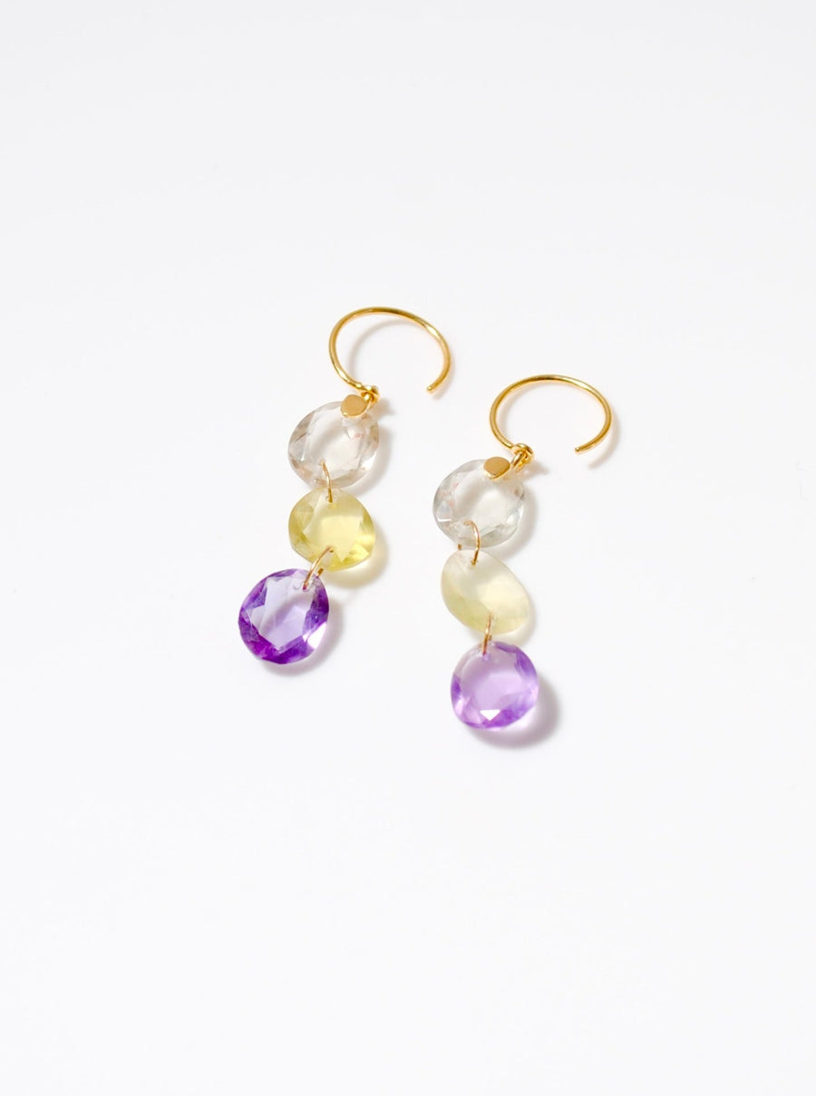 (Pastel multi-stone/gold) swing trio pierced earring