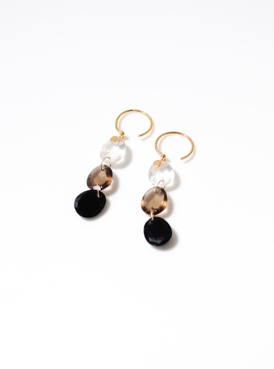 (Dark multi-stone/gold) swing trio pierced earring