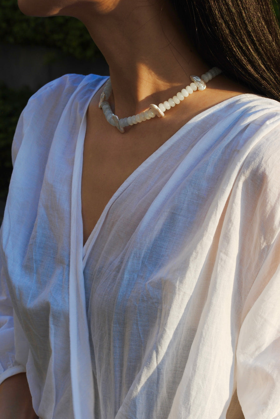 (アクアクオーツ_パール) 2way playful rosary necklace