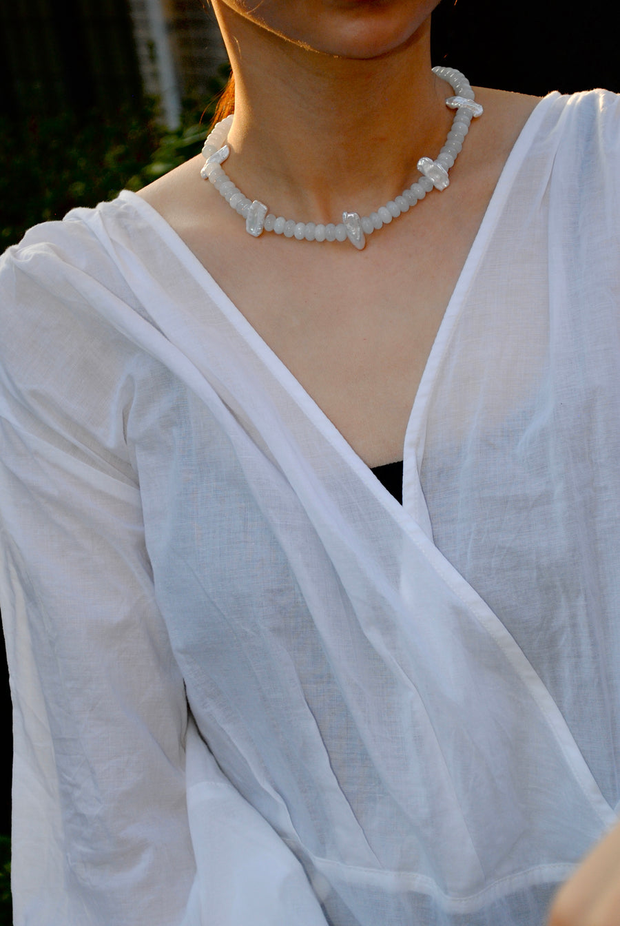 (アクアクオーツ_パール) 2way playful rosary necklace
