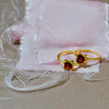 (ガーネット/gold) square edge prong ring