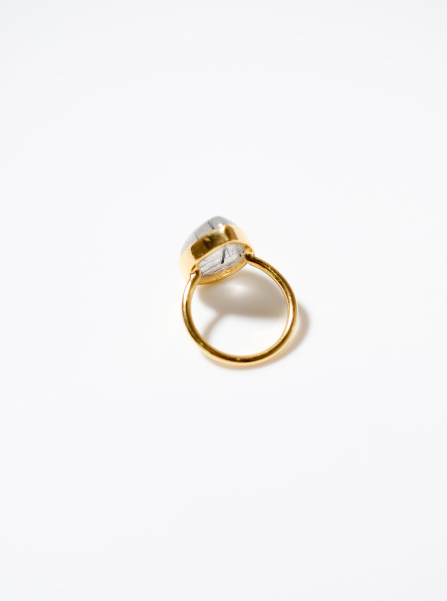 (ブラックルチルインクオーツ/gold) virgin drop ring