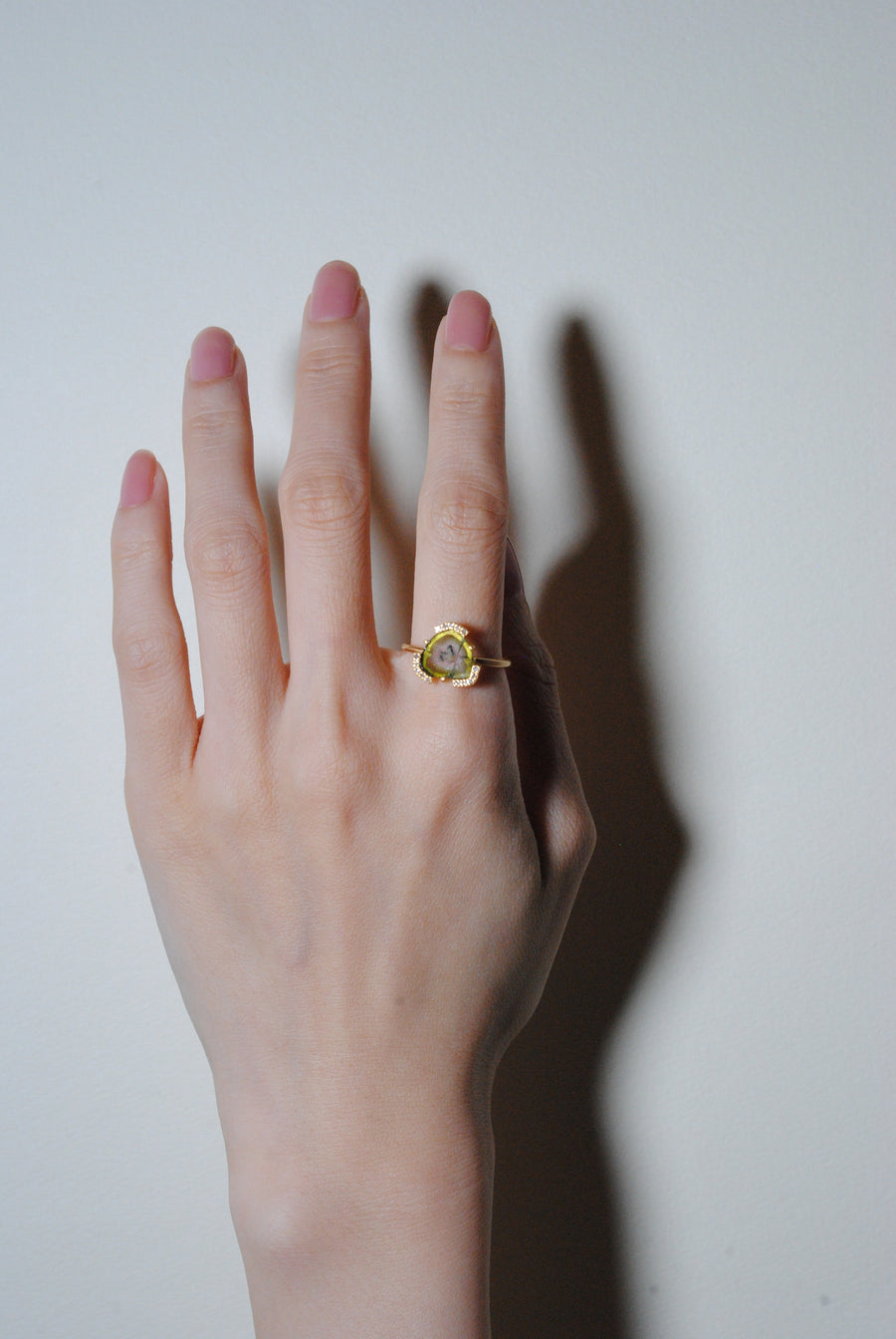 (ダイヤモンド_ウォーターメロントルマリン/gold) water tour diamond ring 13号