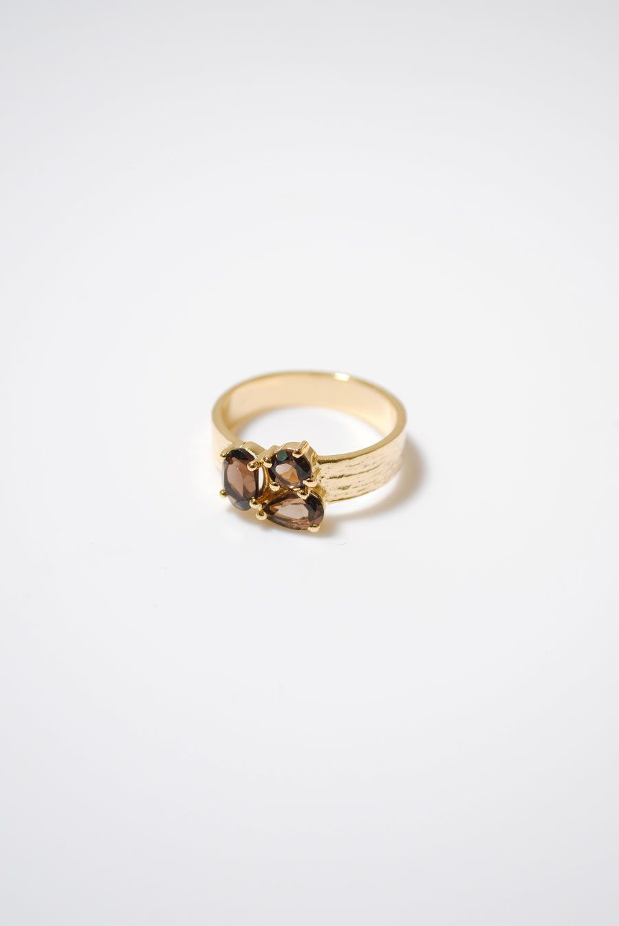 (スモーキークオーツ/gold) trio phool ring
