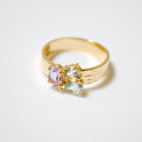 (ブルートパーズ＿ピンクアメジスト＿ホワイトトパーズ/gold) trio phool ring