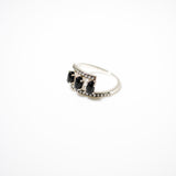 (ブラックオニキス/silver) antique pave triple ring