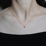 (ガーネット/gold-silver) birth pinky necklace【1月誕生石】