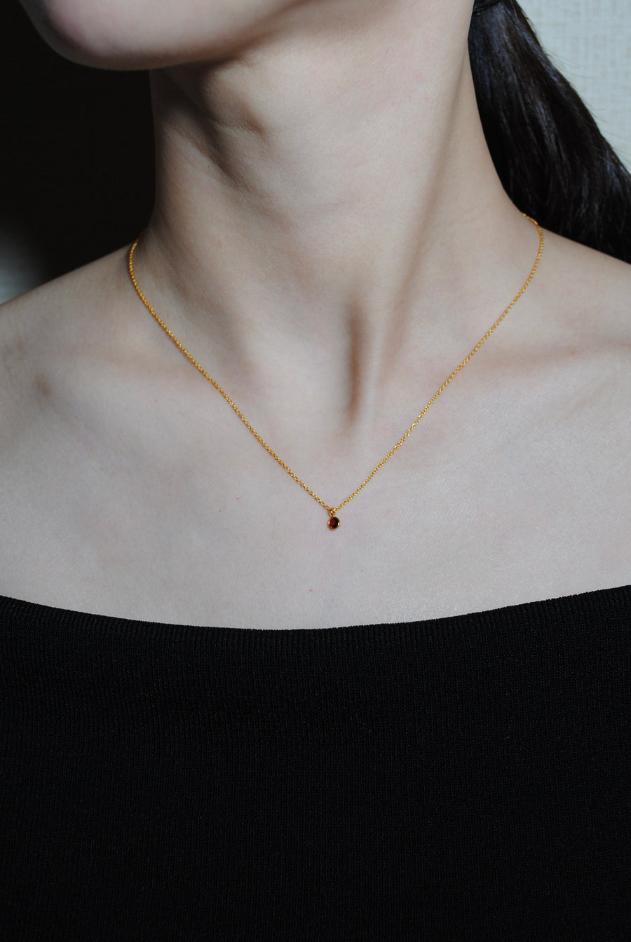 (ガーネット/gold-silver) birth pinky necklace【1月誕生石】