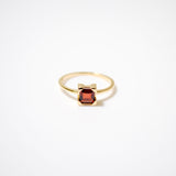 (ガーネット/gold) square edge prong ring