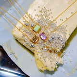 (レモンクリソプレーズ/gold) octagon tile necklace