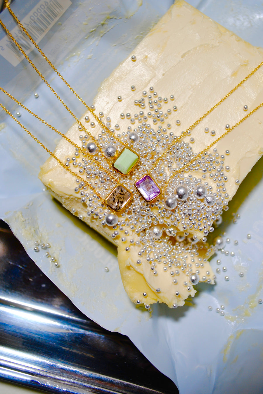 (ドットクオーツ/gold | silver) octagon tile necklace
