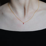 (ルビー/gold-silver) birth pinky necklace【7月誕生石】