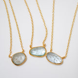 (モスアクアマリン/gold) free shape chain necklace