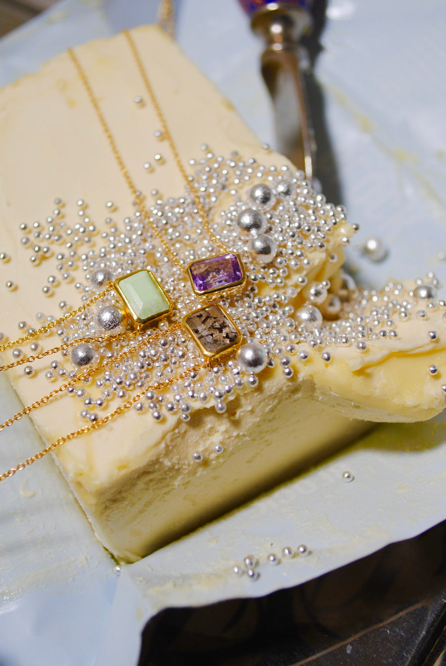 (ドットクオーツ/gold | silver) octagon tile necklace