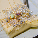 (レモンクリソプレーズ/gold) octagon tile necklace