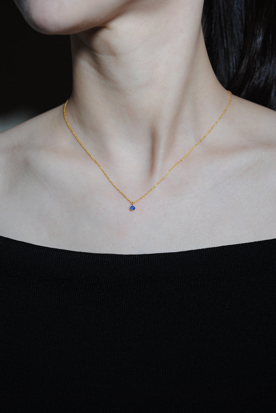 (サファイア/gold-silver) birth pinky necklace【9月誕生石】