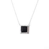 (ブラックオニキス/silver) frame pave necklace
