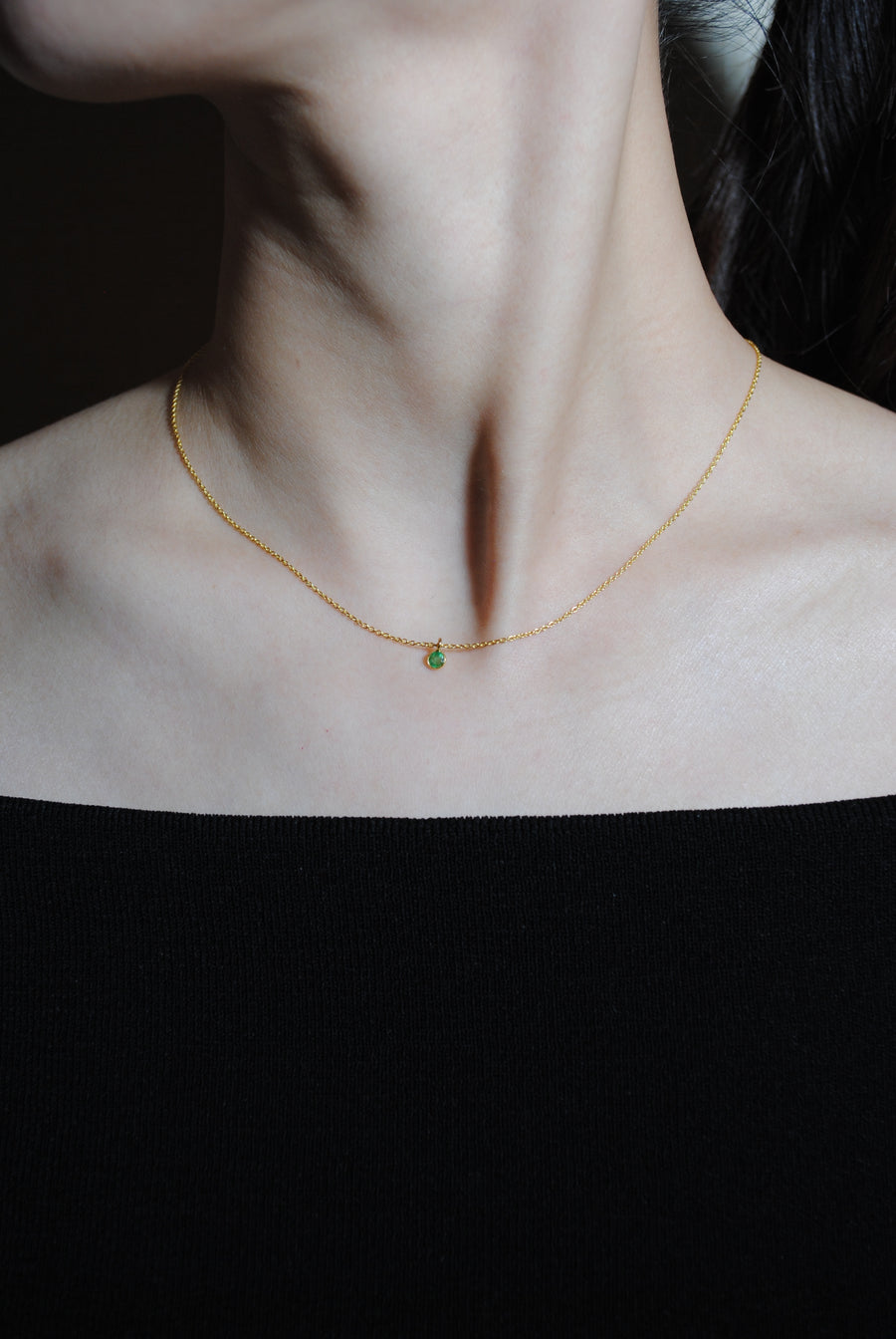 (エメラルド/gold-silver) birth pinky necklace【5月誕生石】