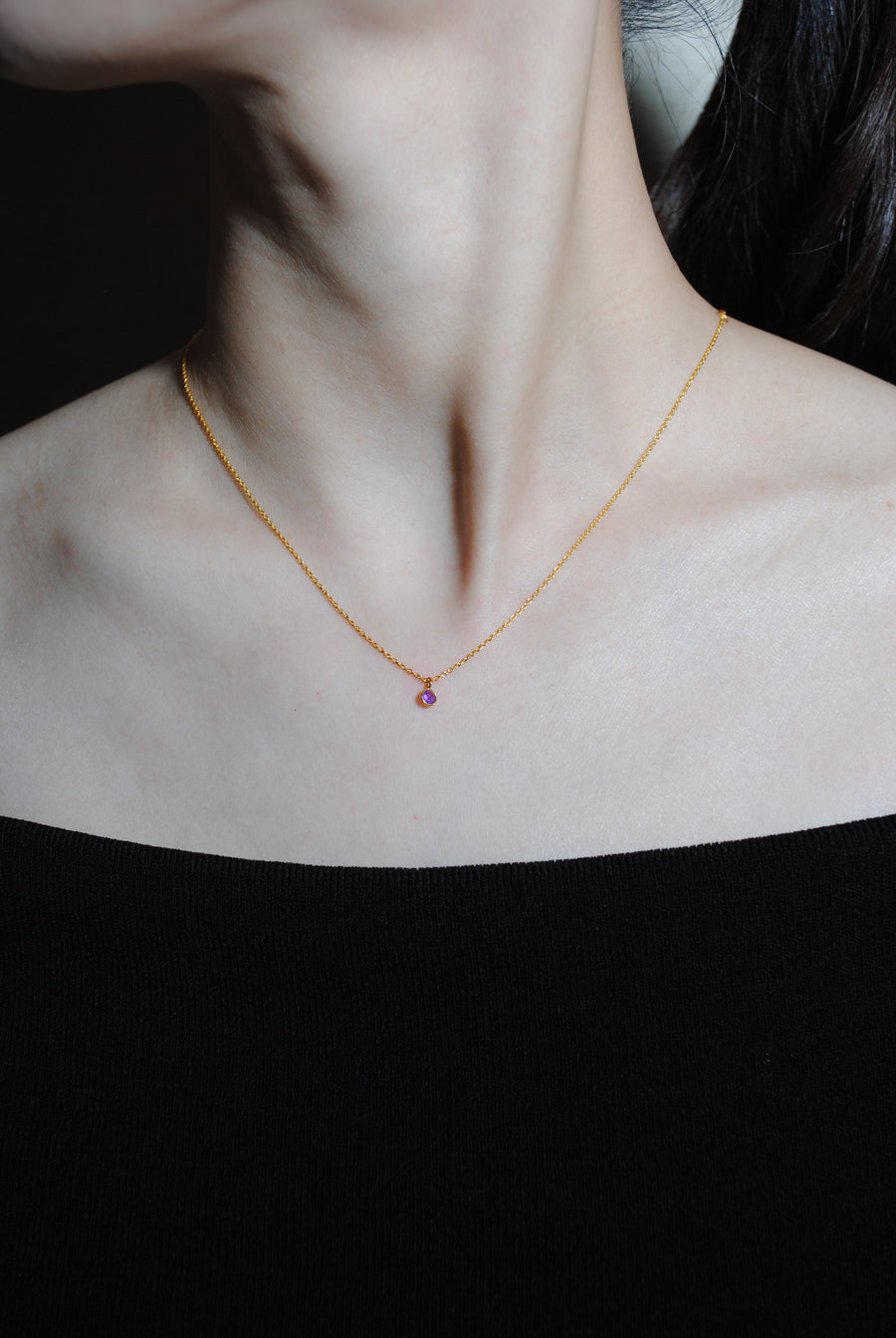 (アメジスト/gold-silver) birth pinky necklace【2月誕生石】