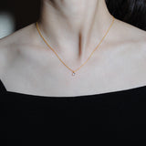 (アクアマリン/gold-silver) birth pinky necklace【3月誕生石】