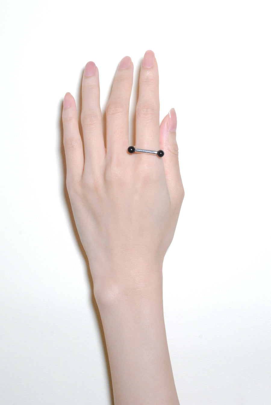 (ブラックオニキス/silver) baton  ring