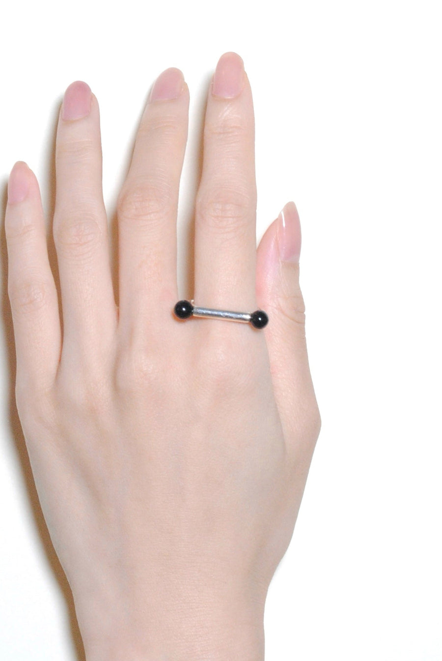 (ブラックオニキス/silver) baton  ring