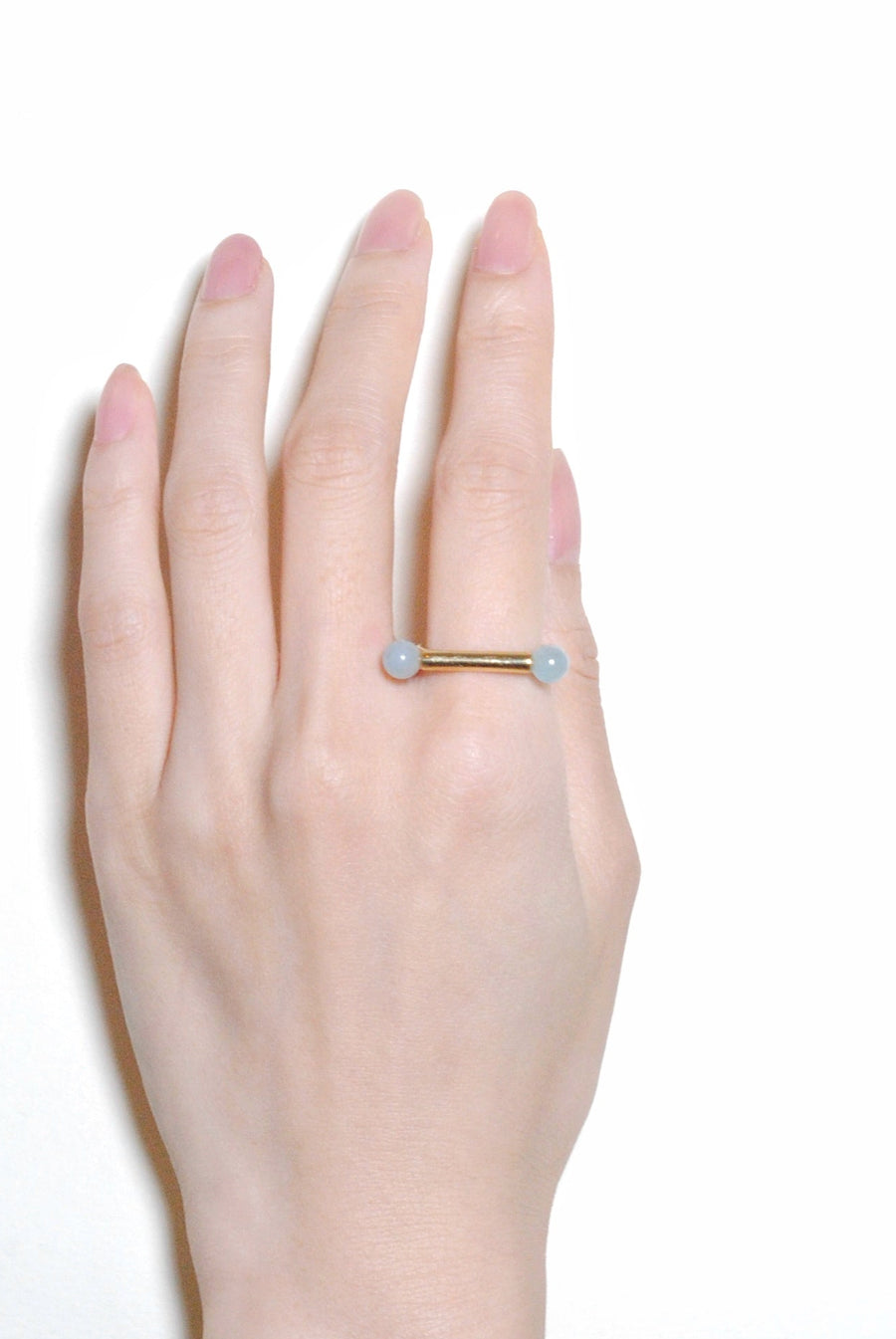 (ミルキーアクアマリン/gold) baton  ring