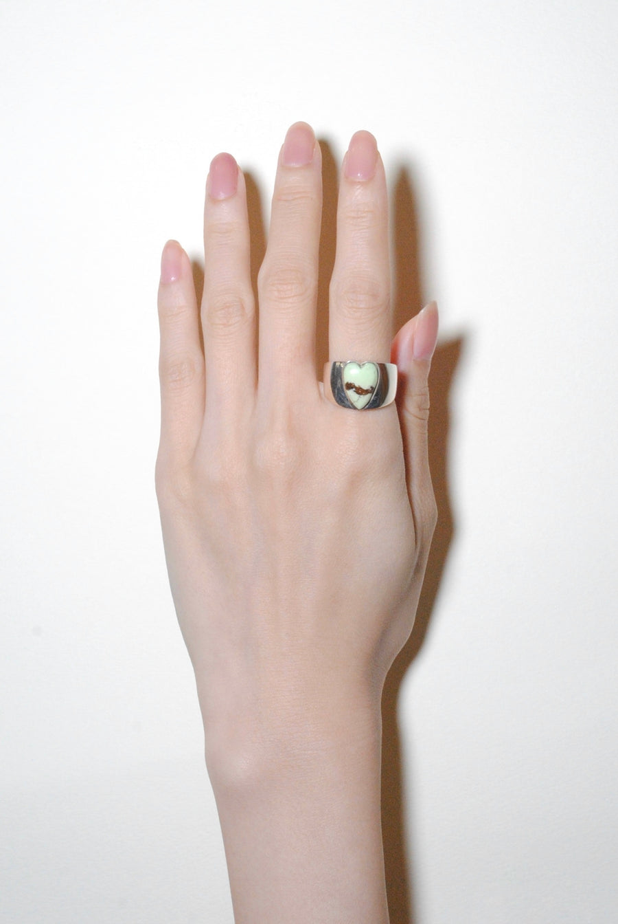 (レモンクリソプレーズ/silver) long heart rough ring