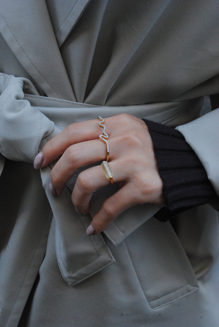 (レモンクオーツ/gold) rolling ring