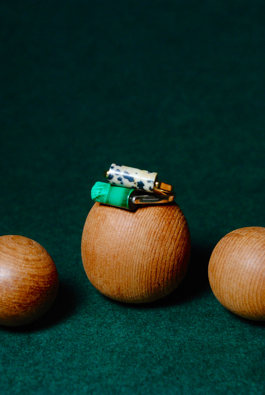 (マラカイト/silver) rolling ring