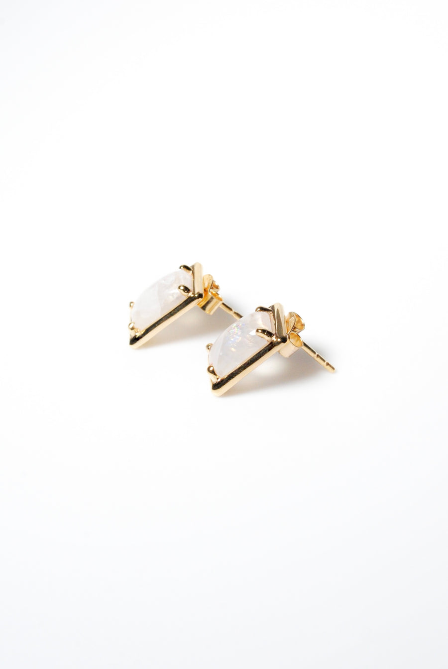 (レインボームーンストーン/gold) rope around-rect- earring