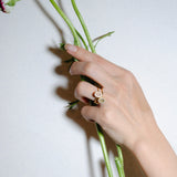 (プレナイト/gold) hemisphere bril oval ring