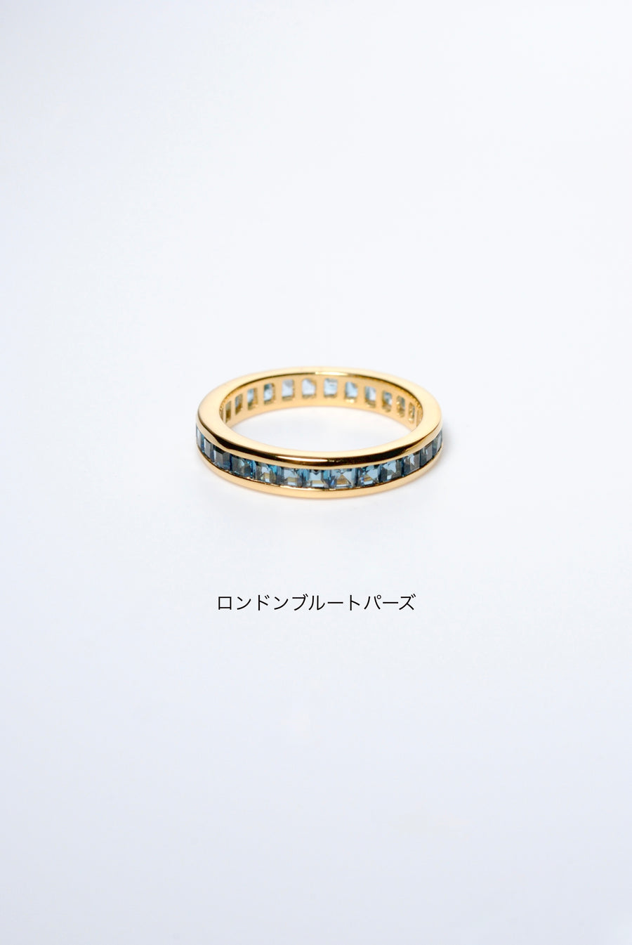(Blue Topaz &amp; London Blue Topaz/Gold) Bi-Color 3-Way Square Eternity Ring