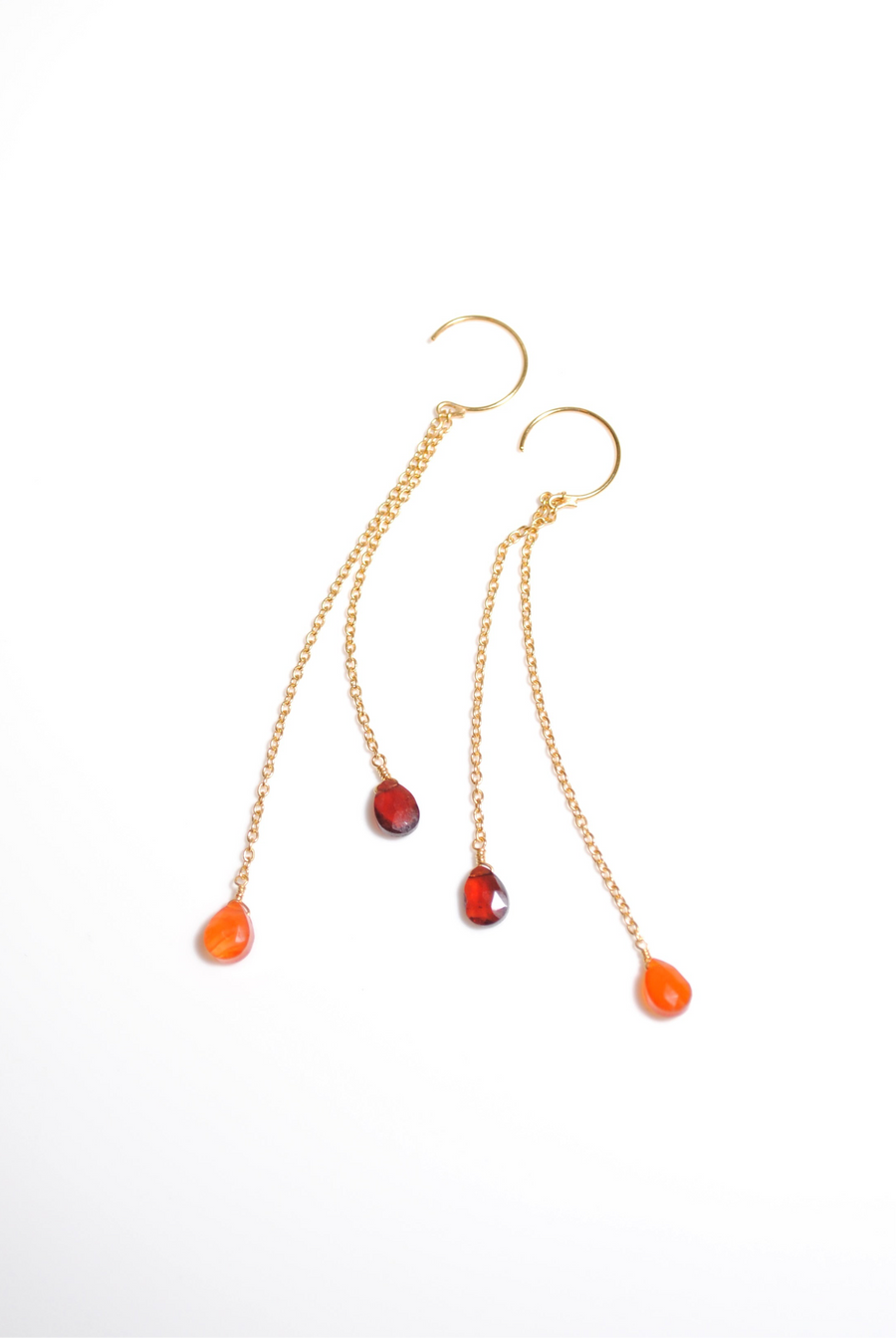 (ガーネット&カーネリアン/gold) fancy swing earring