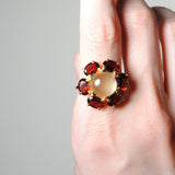 (ガーネット&レモンクオーツ/gold) camellia ring