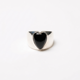 (ブラックオニキス/silver) long heart rough ring