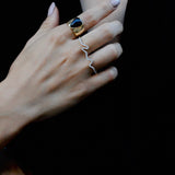 (ブラックオニキス/gold) long heart rough ring