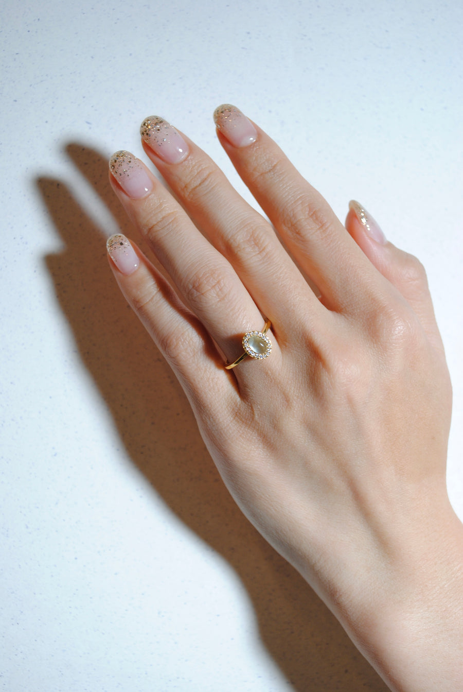 (プレナイト/gold) hemisphere bril oval ring
