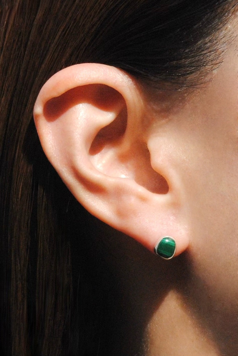 (マラカイト/silver) deformed petit earring