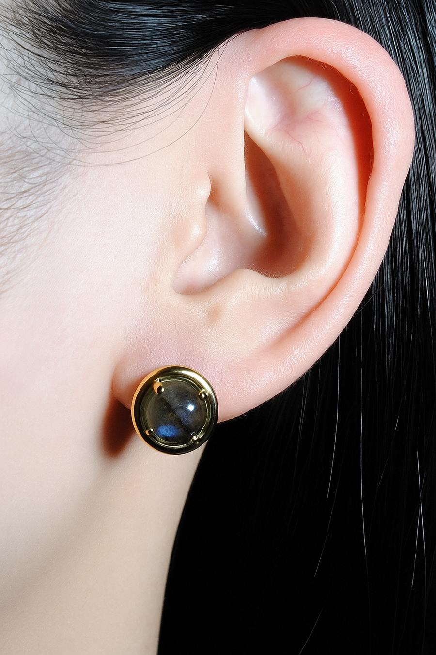 (ラブラドライト/gold) rope around-circle- earring