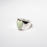 (Lemon chrysoprase/silver) long heart rough ring