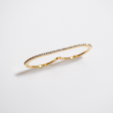 (モアサナイト/gold) straight bar double finger ring